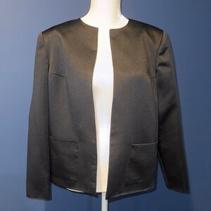 Elegant Black Satin Women's Blazer
